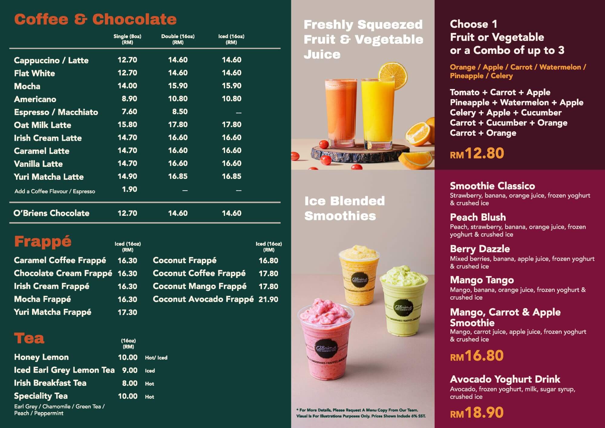 Our Menu O Briens Caf 